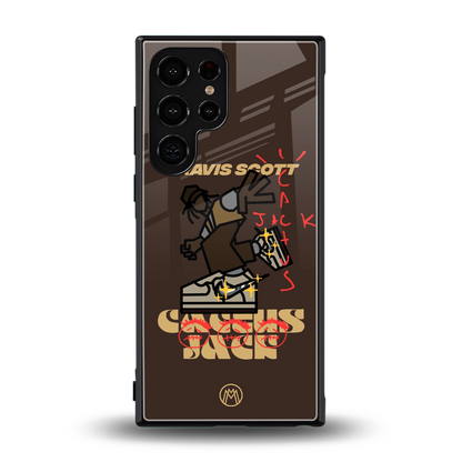 cactus jack travis scott brown back phone cover | glass case for samsung galaxy s23 ultra