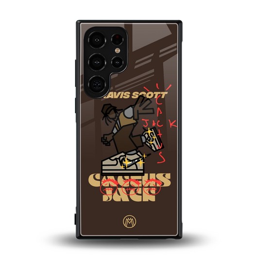 cactus jack travis scott brown back phone cover | glass case for samsung galaxy s23 ultra
