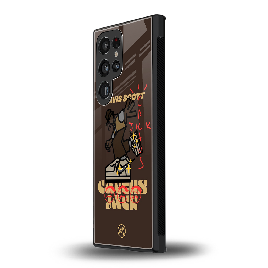 cactus jack travis scott brown back phone cover | glass case for samsung galaxy s23 ultra