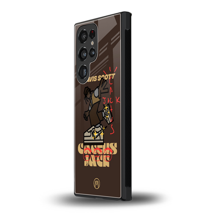 cactus jack travis scott brown back phone cover | glass case for samsung galaxy s23 ultra