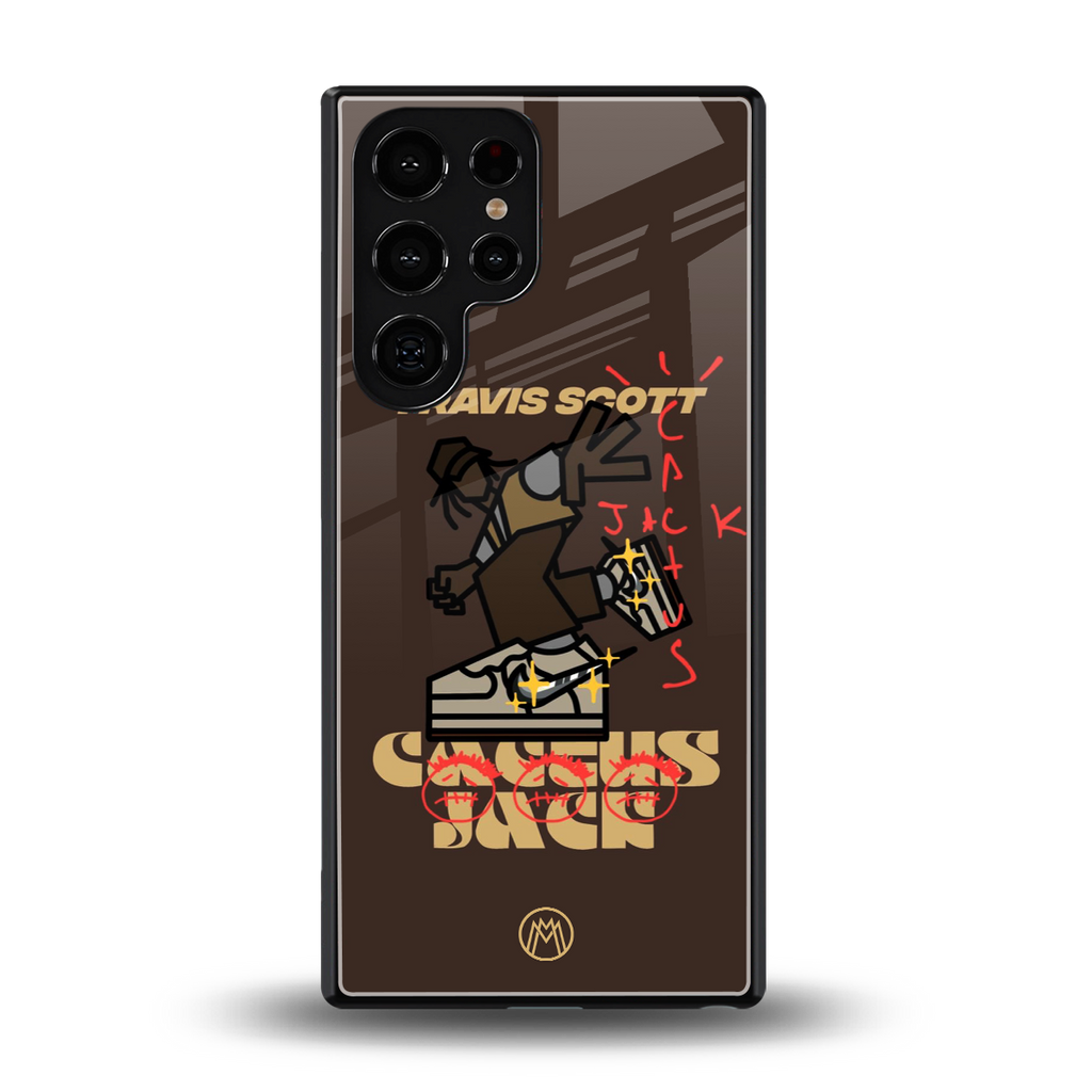 cactus jack travis scott brown back phone cover | glass case for samsung galaxy s25 ultra