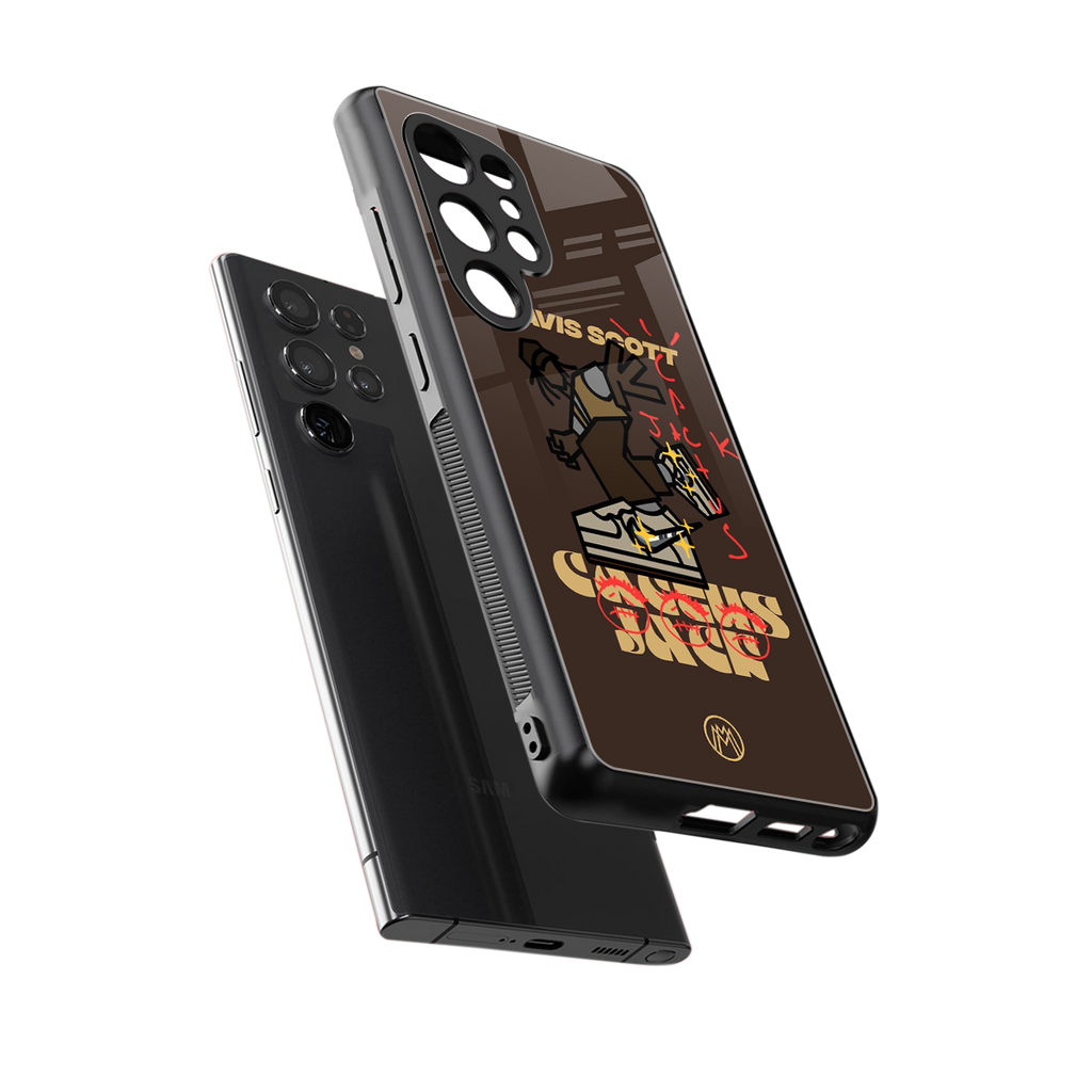 cactus jack travis scott brown back phone cover | glass case for samsung galaxy s25 ultra