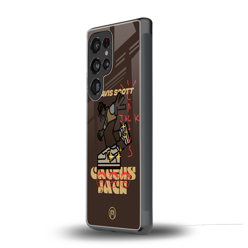 cactus jack travis scott brown back phone cover | glass case for samsung galaxy s25 ultra