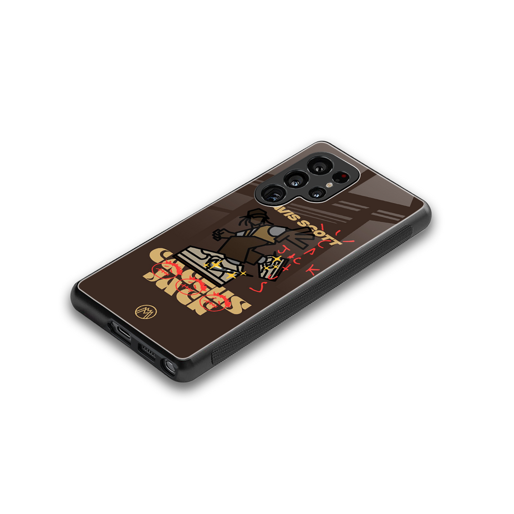 cactus jack travis scott brown back phone cover | glass case for samsung galaxy s25 ultra