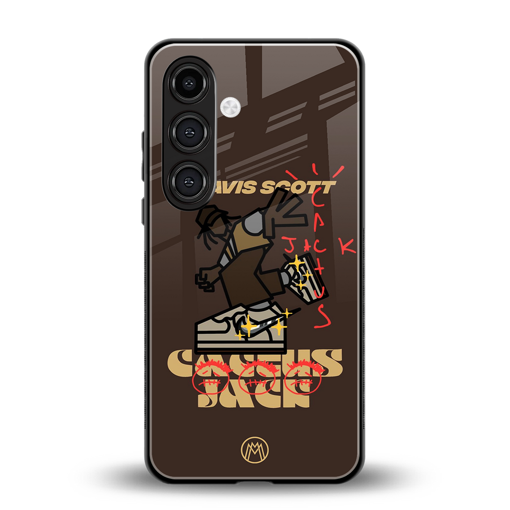 cactus jack travis scott brown back phone cover | glass case for samsung galaxy s25