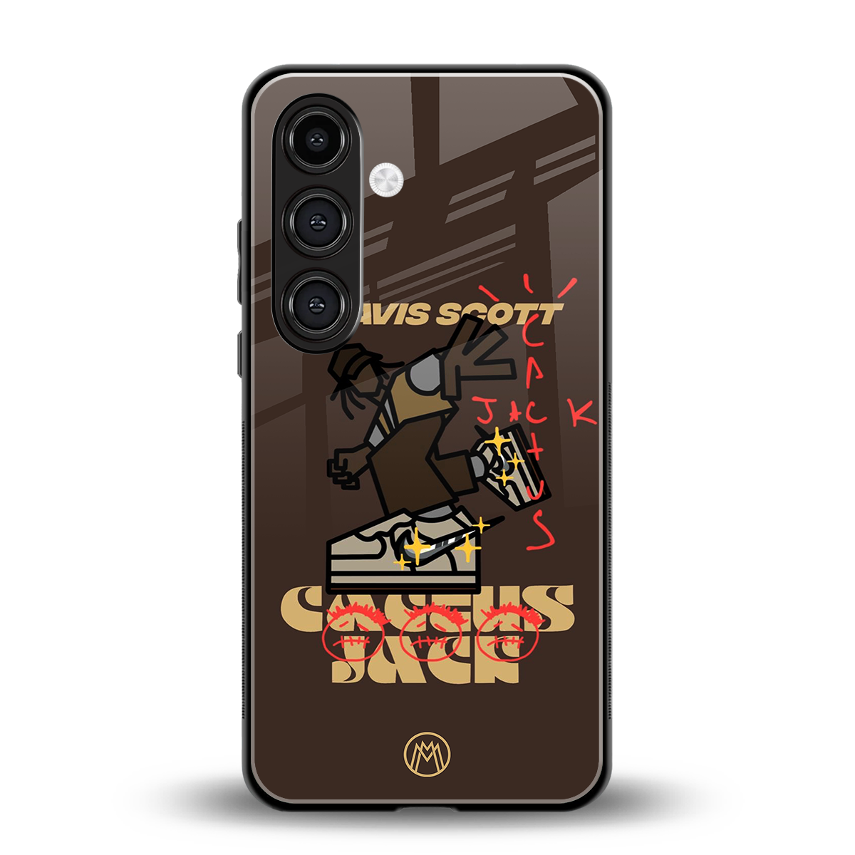 cactus jack travis scott brown back phone cover | glass case for samsung galaxy s23