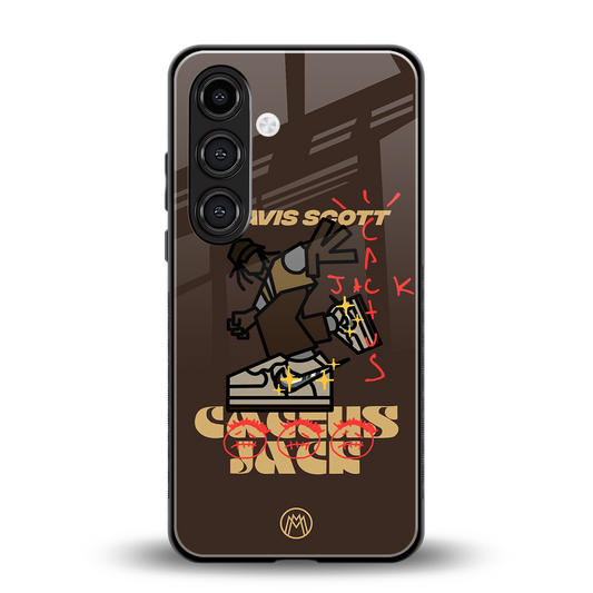 cactus jack travis scott brown back phone cover | glass case for samsung galaxy s24 plus