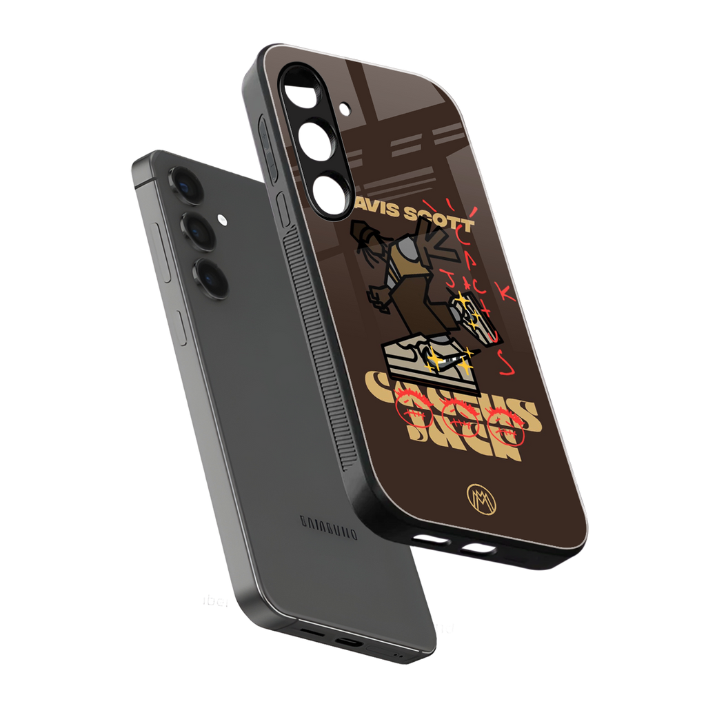 cactus jack travis scott brown back phone cover | glass case for samsung galaxy s25 plus