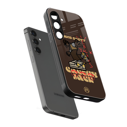 cactus jack travis scott brown back phone cover | glass case for samsung galaxy s25 plus