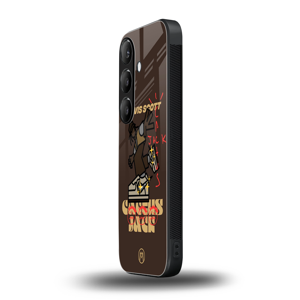cactus jack travis scott brown back phone cover | glass case for samsung galaxy s25 plus