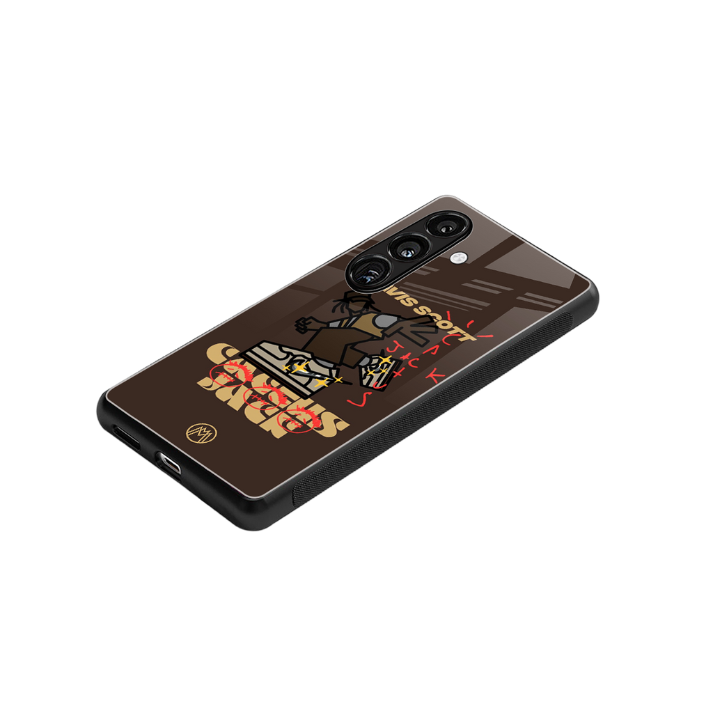 cactus jack travis scott brown back phone cover | glass case for samsung galaxy s23 plus