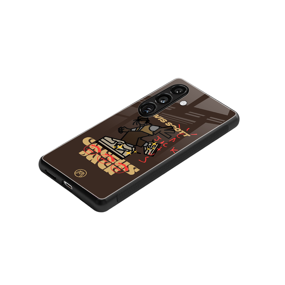 cactus jack travis scott brown back phone cover | glass case for samsung galaxy s25 plus