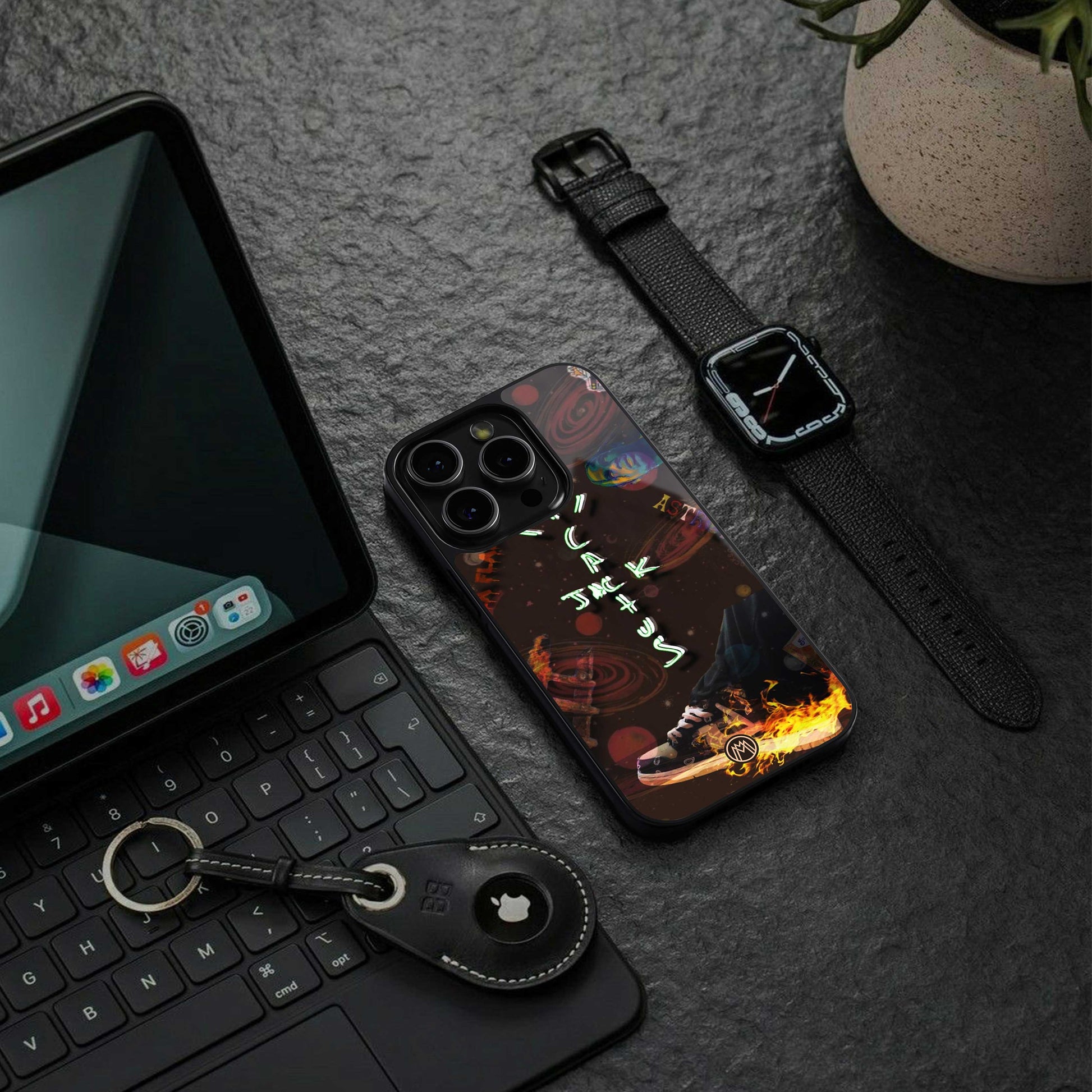 cactus jack brown back phone cover | glass case for iphone 13 pro max