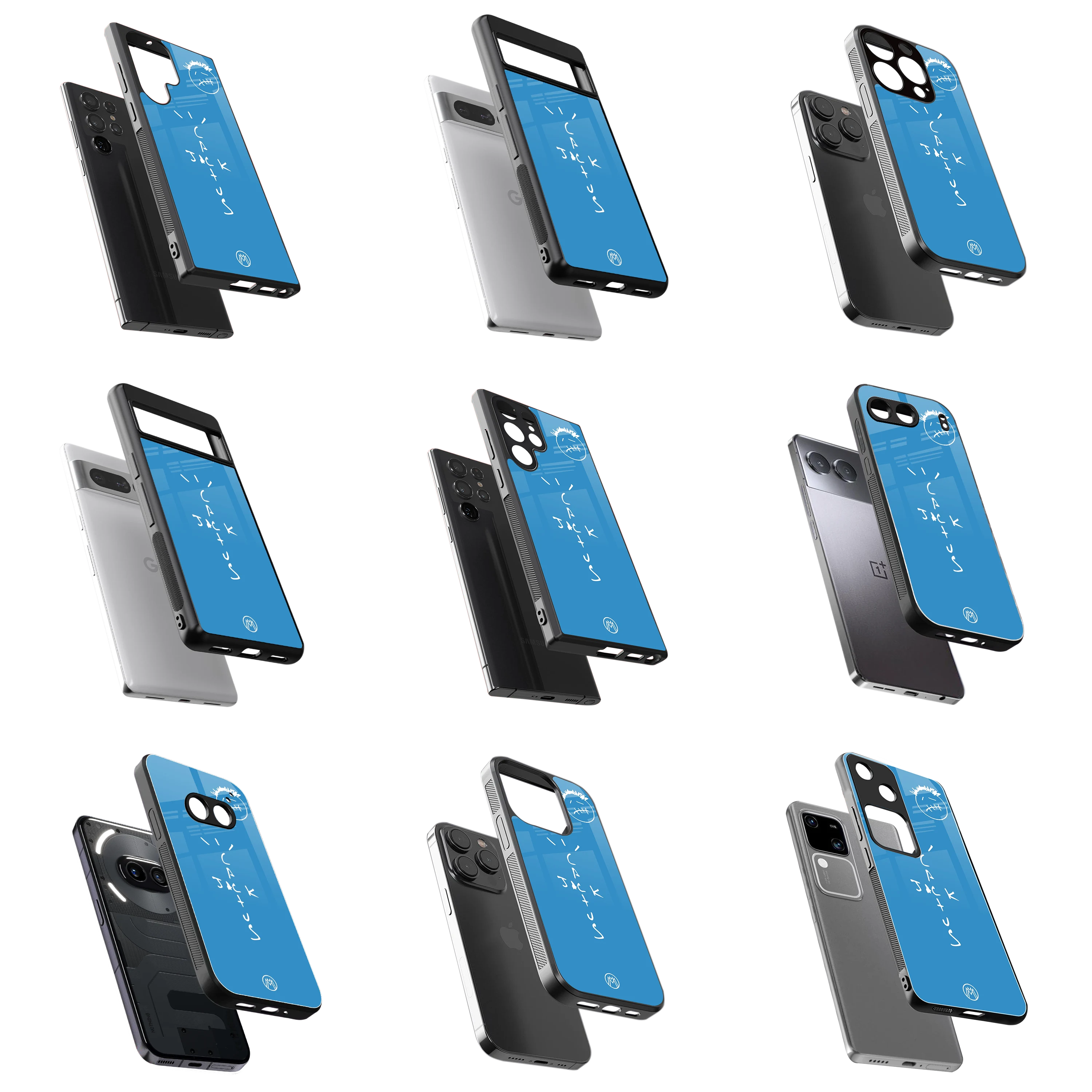 Durable Glass Back Mobile Case for iPhone, Samsung, OnePlus, Google Pixel, Redmi, Vivo, Oppo