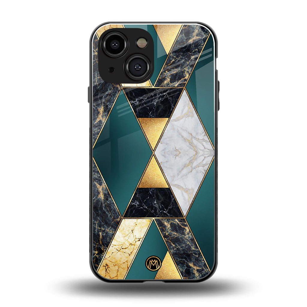 cadmium gold marble back phone cover | glass case for iphone 13 mini