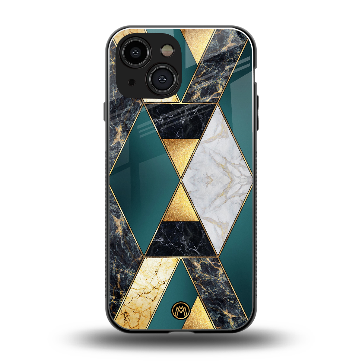 cadmium gold marble back phone cover | glass case for iphone 13 mini