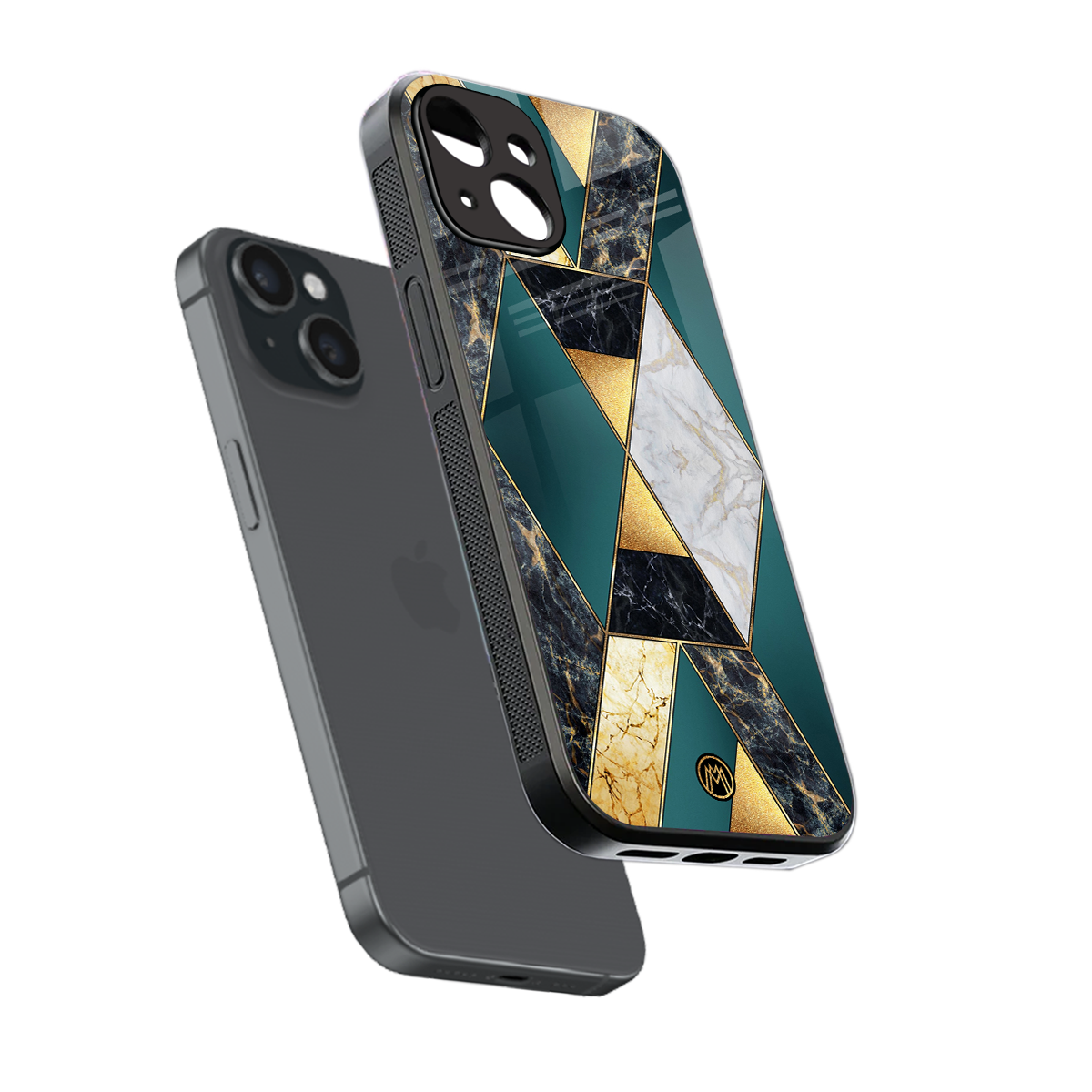 cadmium gold marble back phone cover | glass case for iphone 13 mini