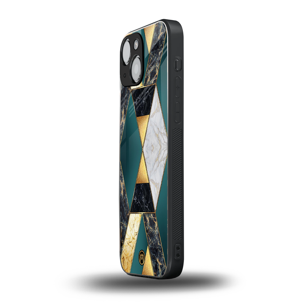 cadmium gold marble back phone cover | glass case for iphone 13 mini