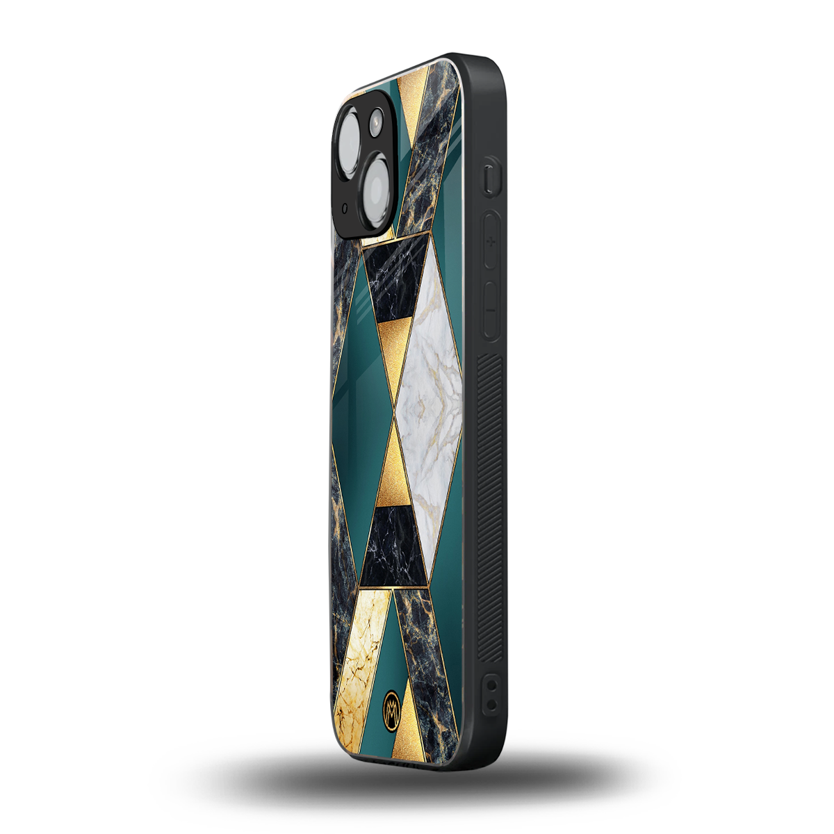 cadmium gold marble back phone cover | glass case for iphone 13 mini