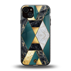 cadmium gold marble back phone cover | glass case for iphone 15 plus