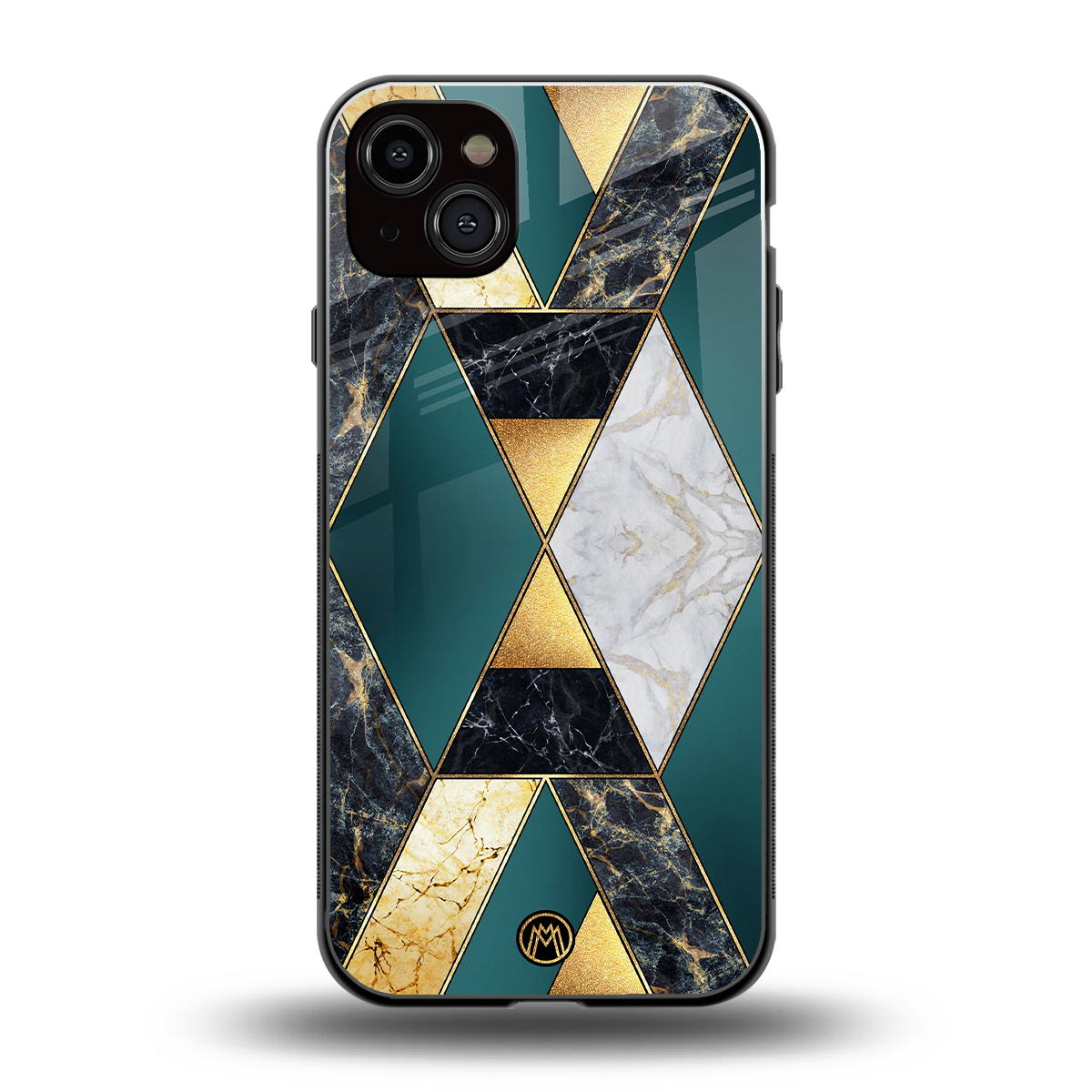 cadmium gold marble back phone cover | glass case for iphone 15 plus