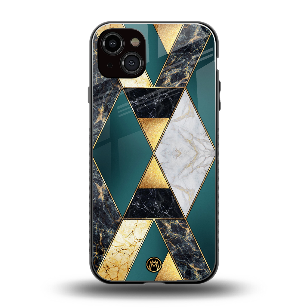 cadmium gold marble back phone cover | glass case for iphone 14 plus
