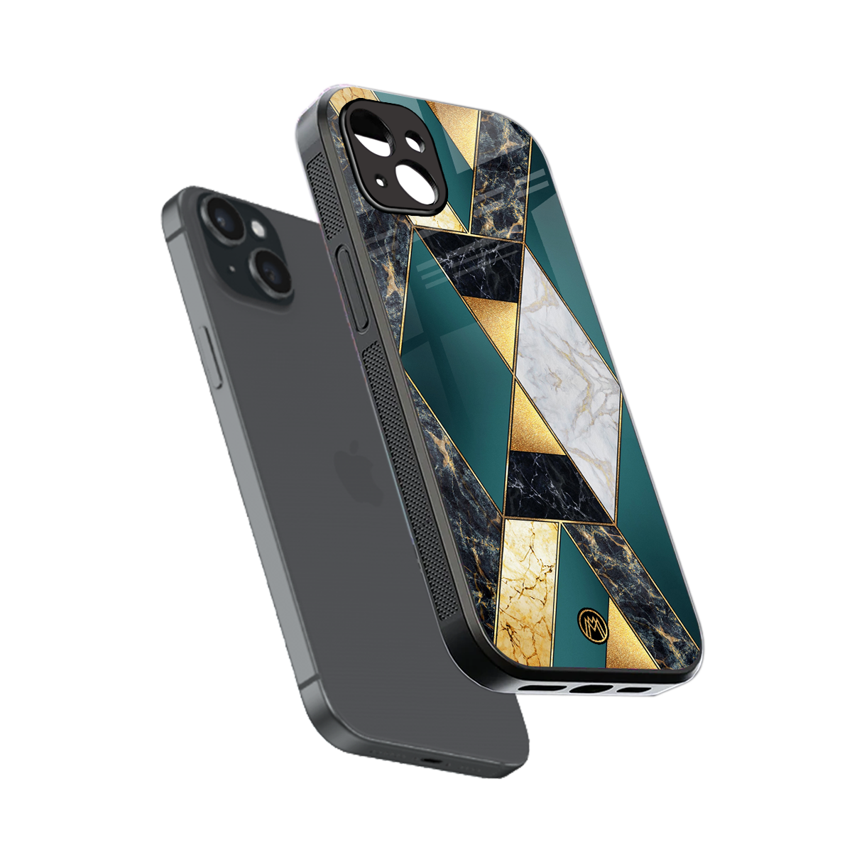 cadmium gold marble back phone cover | glass case for iphone 15 plus