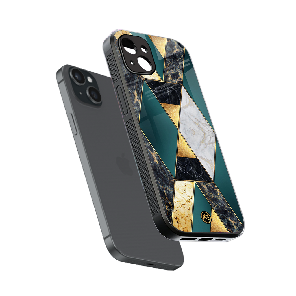 cadmium gold marble back phone cover | glass case for iphone 14 plus