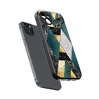 cadmium gold marble back phone cover | glass case for iphone 14 plus