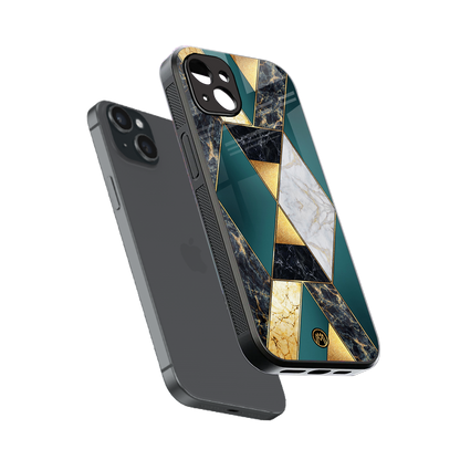 cadmium gold marble back phone cover | glass case for iphone 14 plus