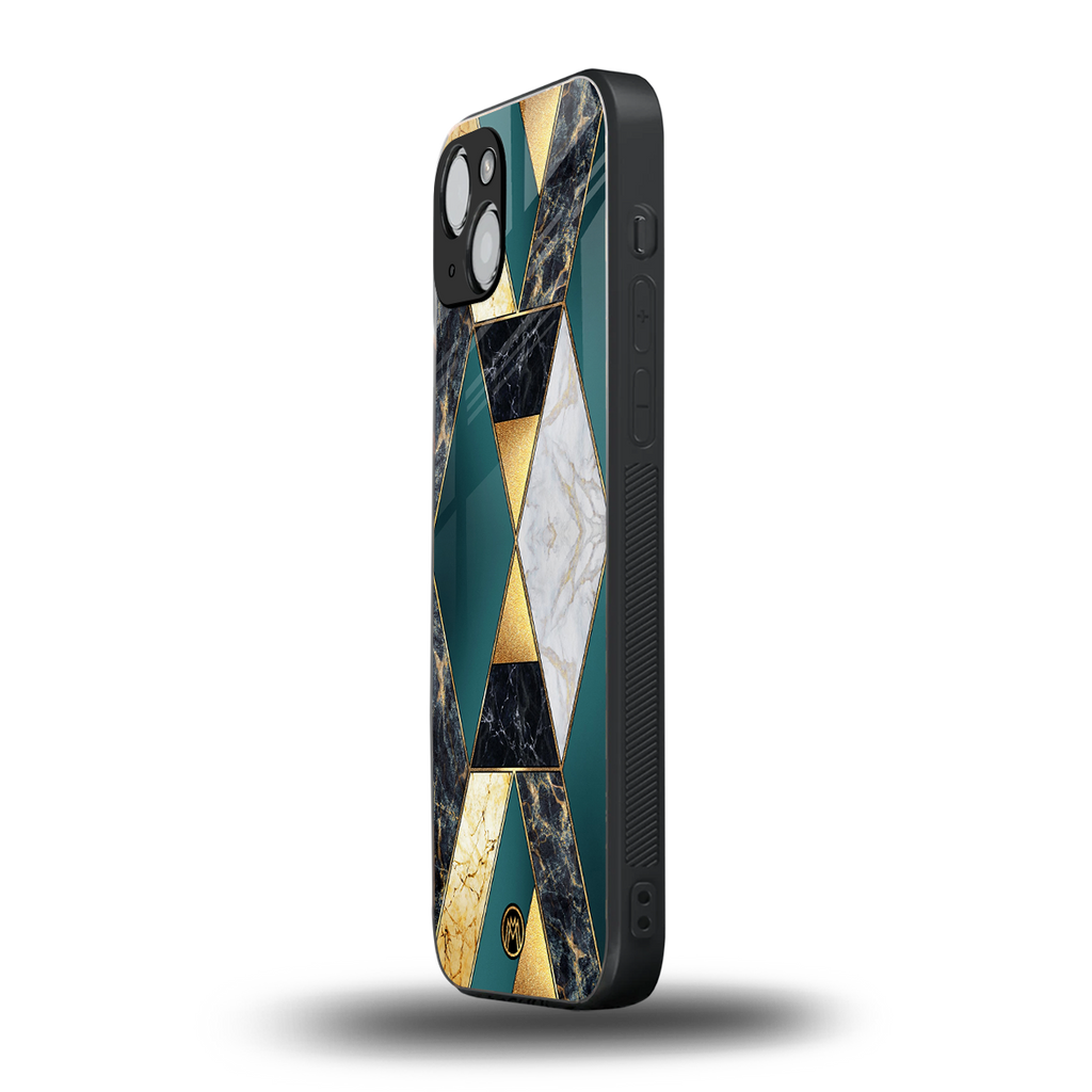 cadmium gold marble back phone cover | glass case for iphone 14 plus