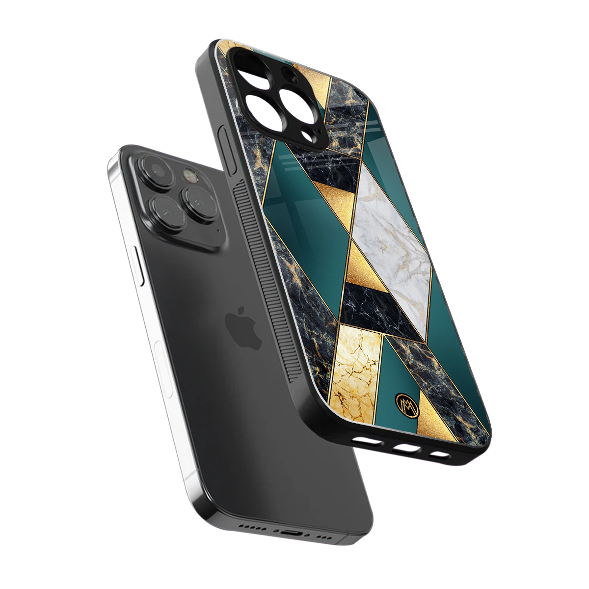 cadmium gold marble back phone cover | glass case for iphone 15 pro max