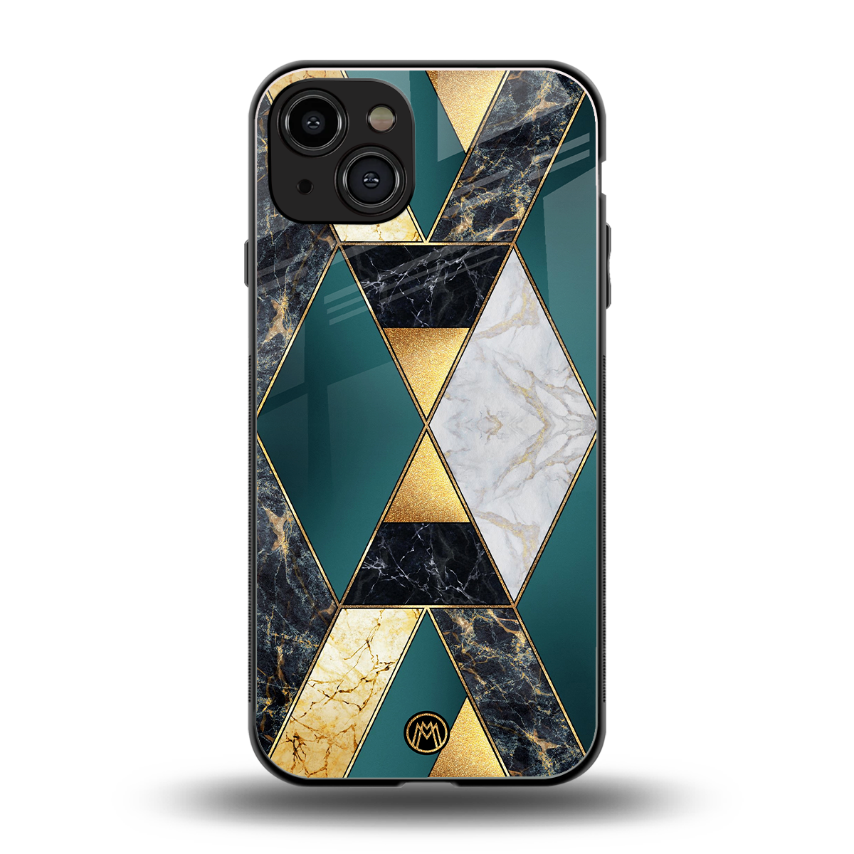 cadmium gold marble back phone cover | glass case for iphone 15