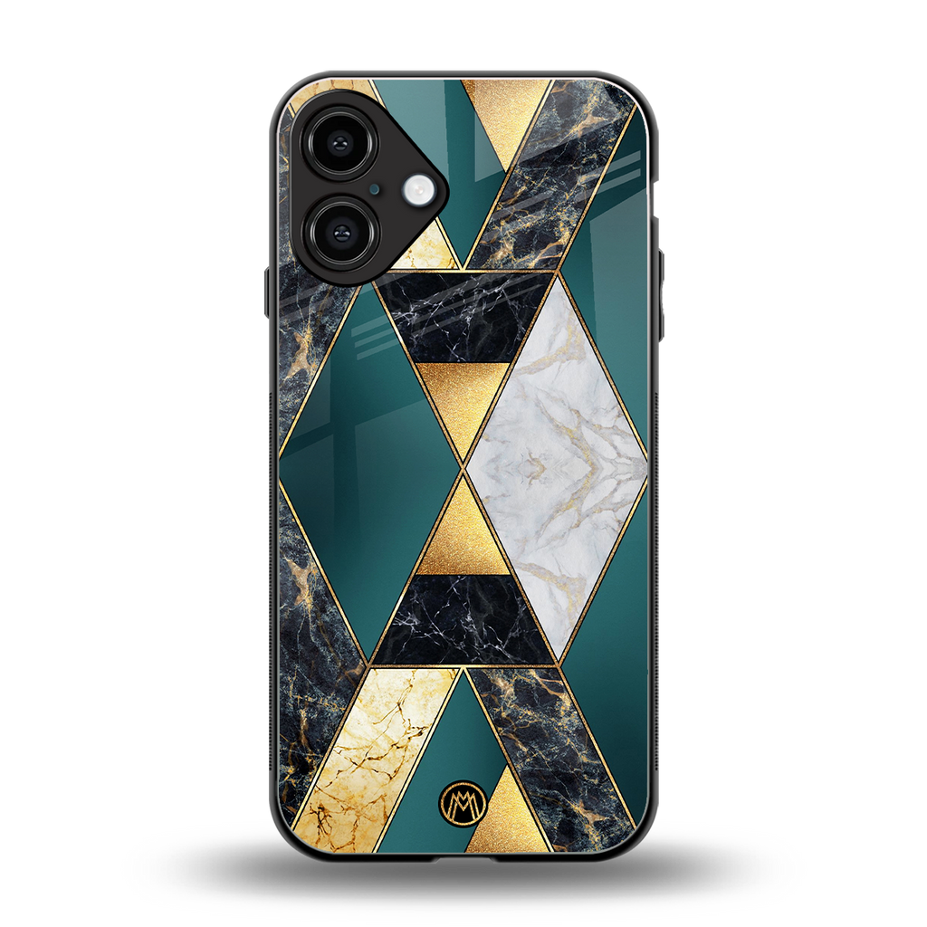 cadmium gold marble back phone cover | glass case for iphone 16 plus