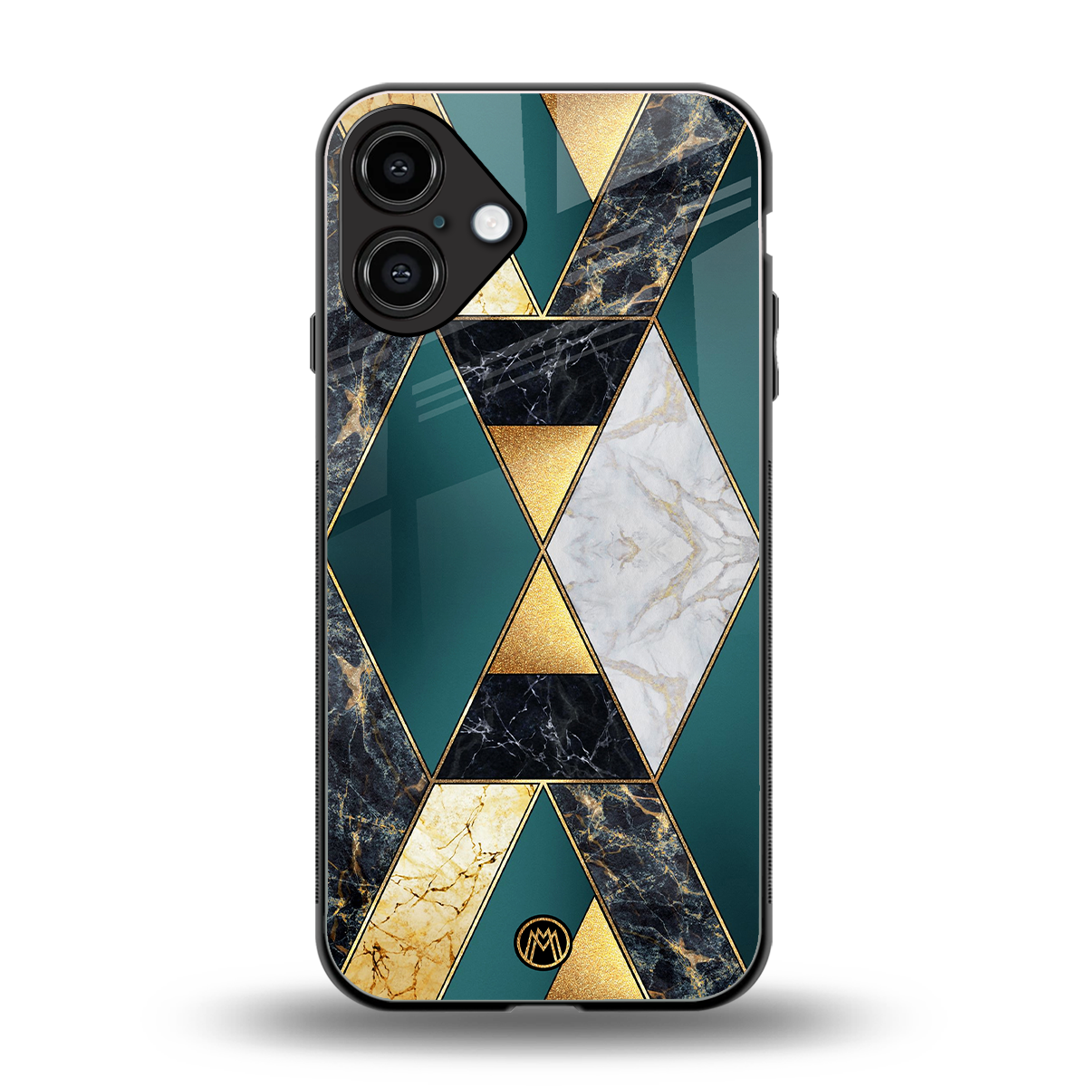 cadmium gold marble back phone cover | glass case for iphone 16 plus