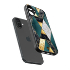 cadmium gold marble back phone cover | glass case for iphone 16 plus