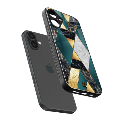cadmium gold marble back phone cover | glass case for iphone 16 plus