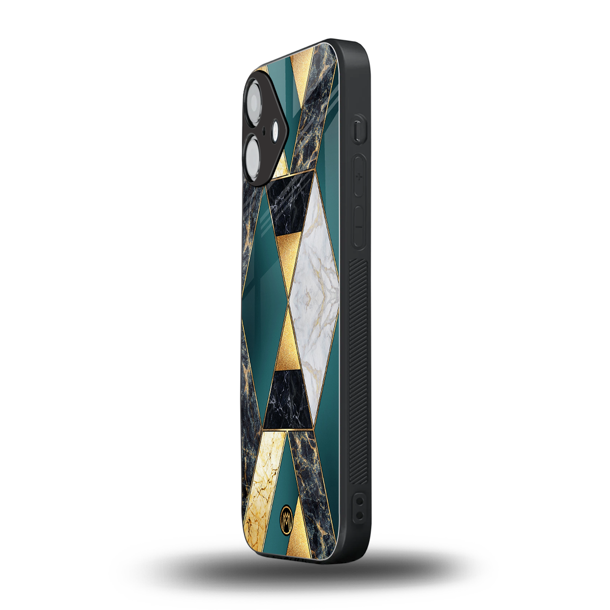 cadmium gold marble back phone cover | glass case for iphone 16 plus