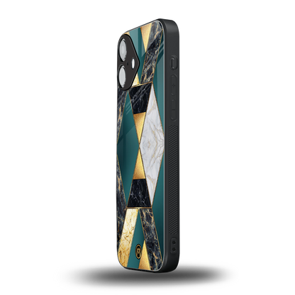 cadmium gold marble back phone cover | glass case for iphone 16 plus