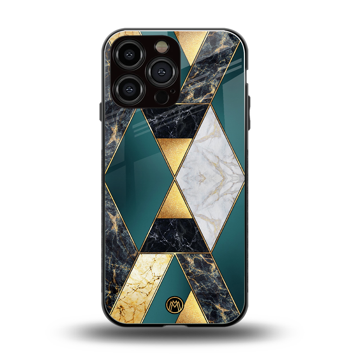 cadmium gold marble back phone cover | glass case for iphone 16 pro max