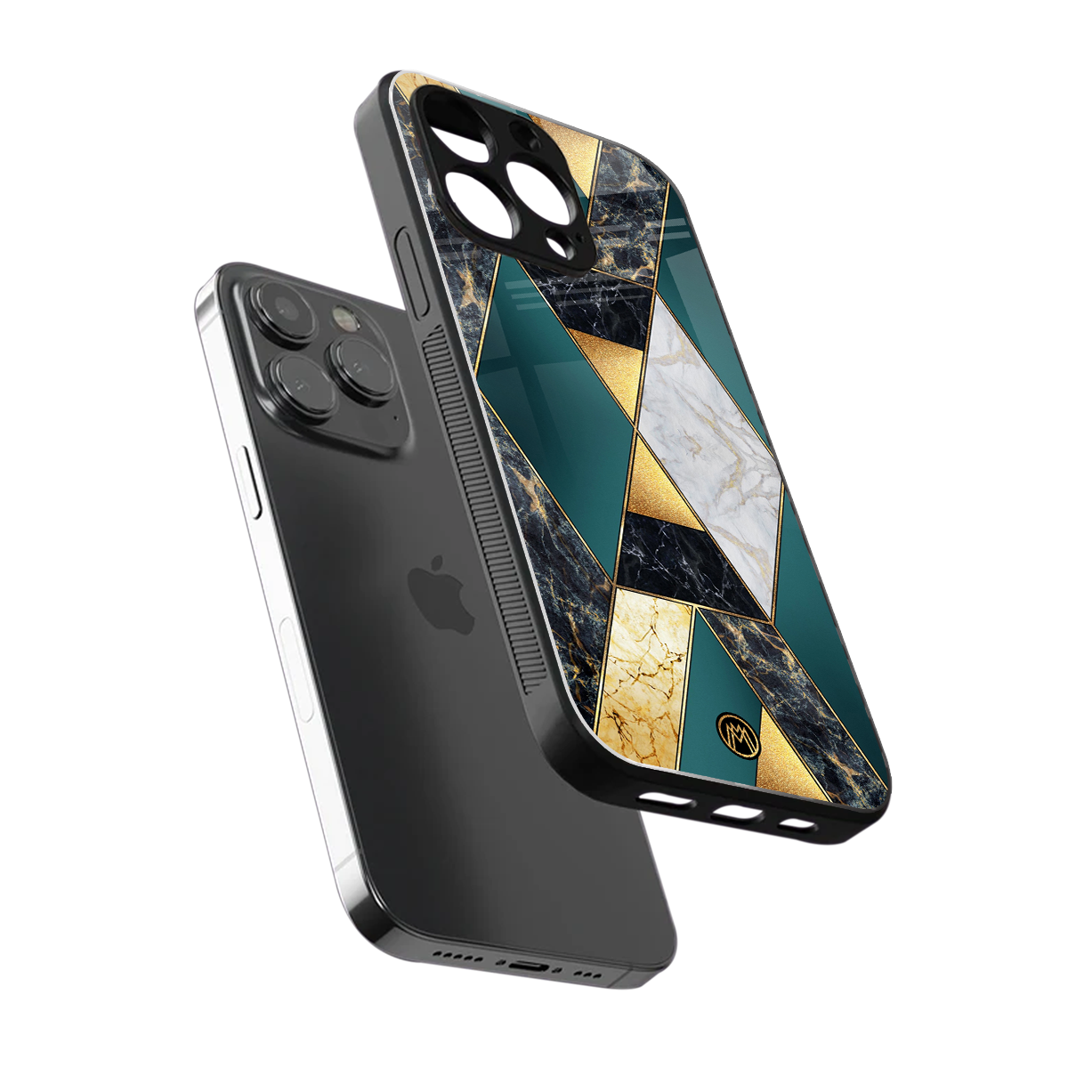 cadmium gold marble back phone cover | glass case for iphone 16 pro max