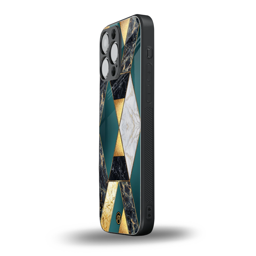 cadmium gold marble back phone cover | glass case for iphone 16 pro max
