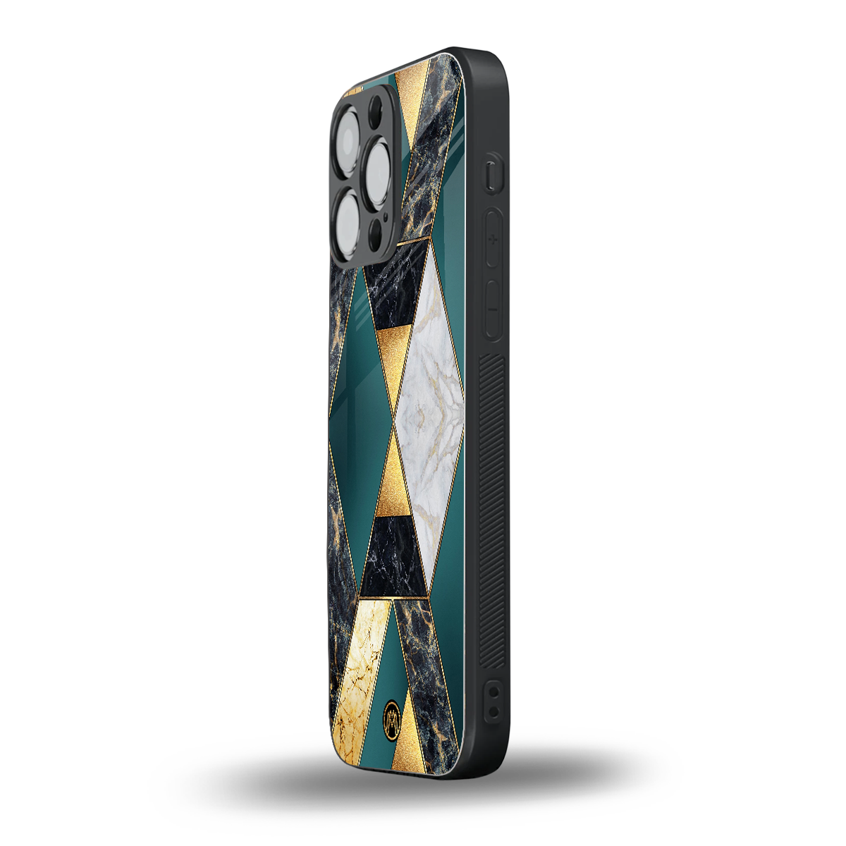 cadmium gold marble back phone cover | glass case for iphone 16 pro max