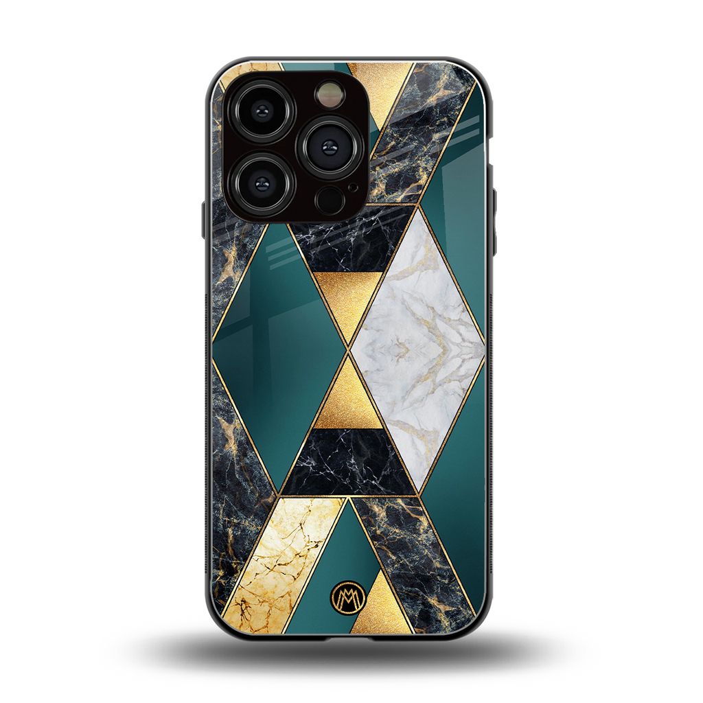 cadmium gold marble back phone cover | glass case for iphone 16 pro