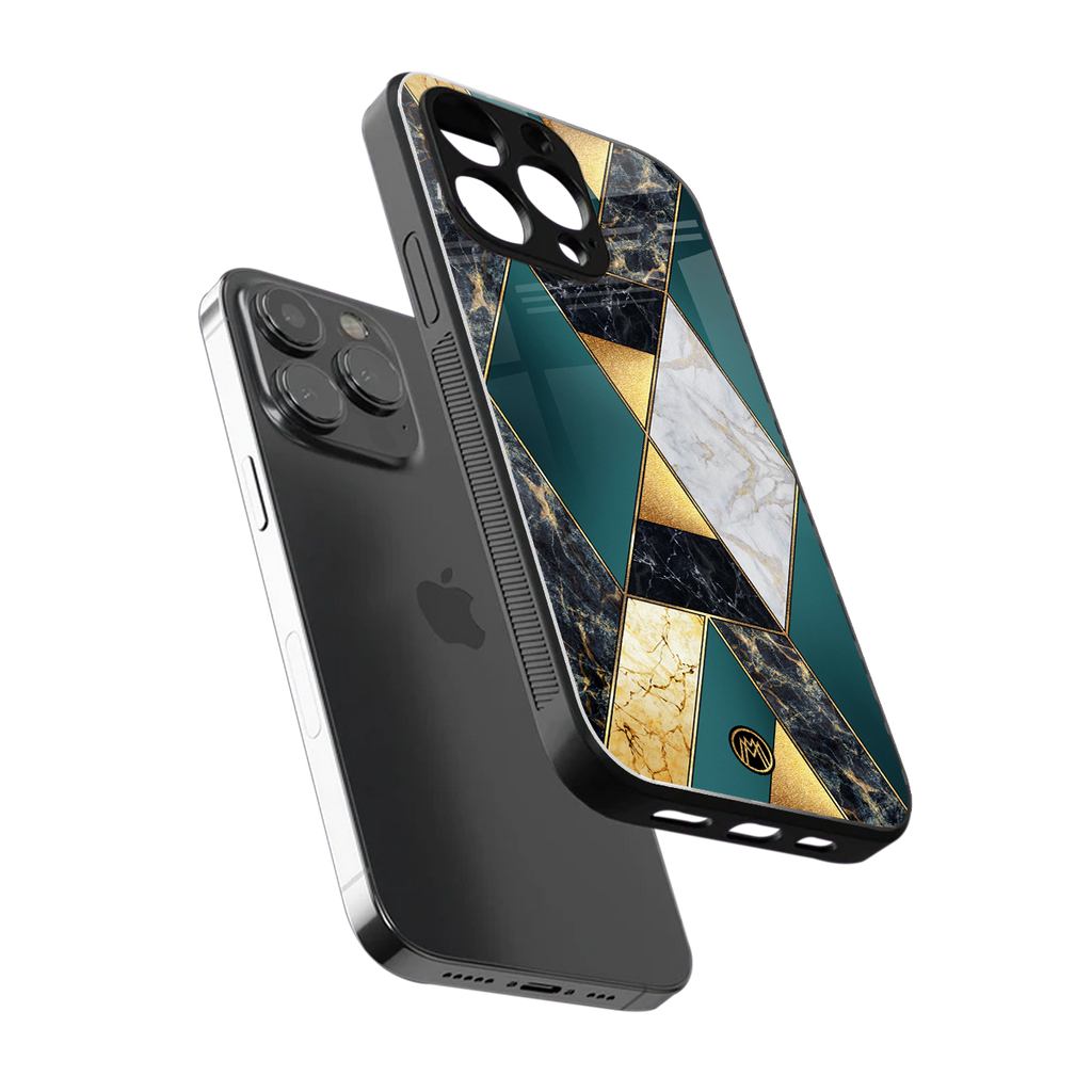 cadmium gold marble back phone cover | glass case for iphone 16 pro