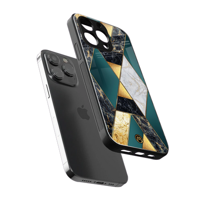 cadmium gold marble back phone cover | glass case for iphone 16 pro