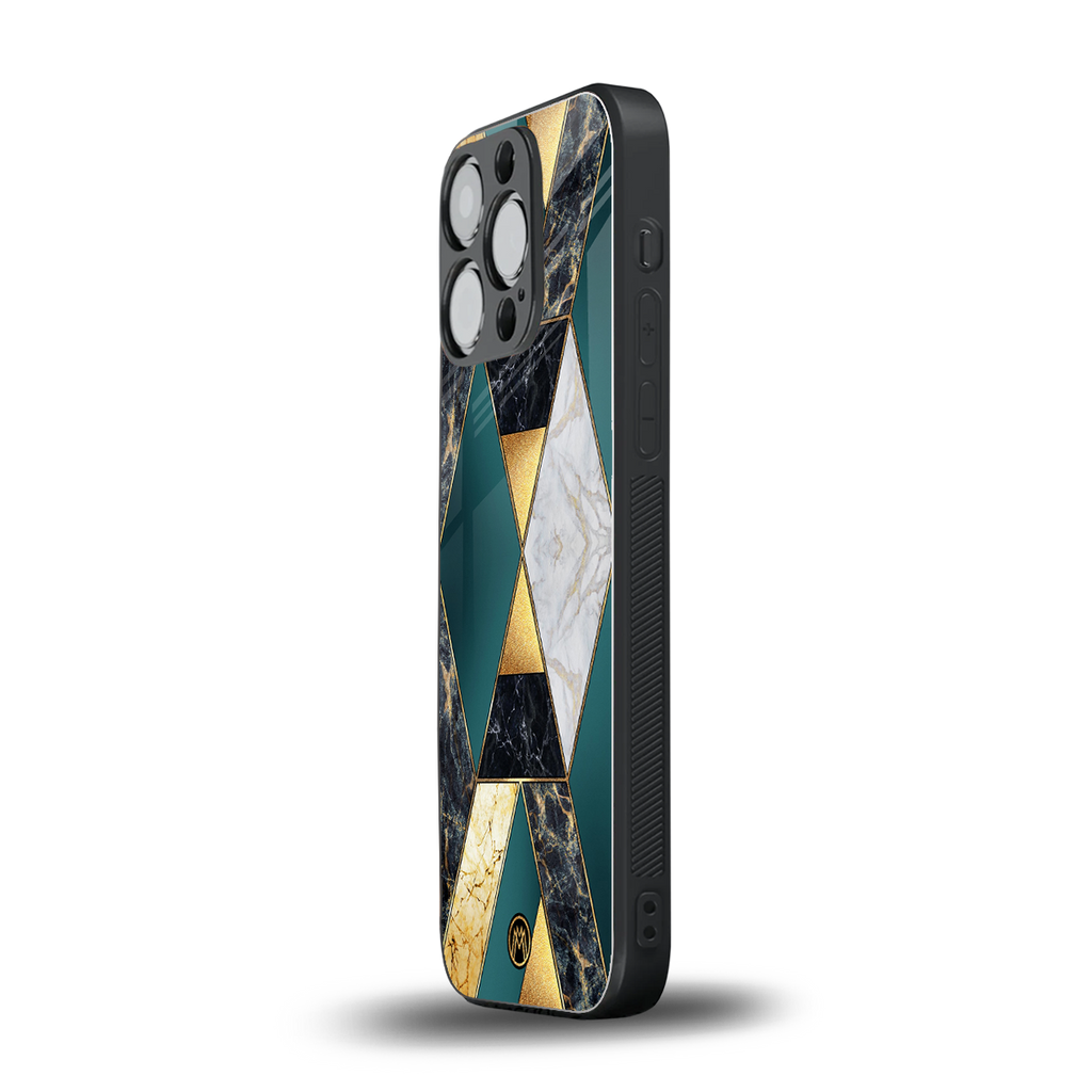 cadmium gold marble back phone cover | glass case for iphone 16 pro