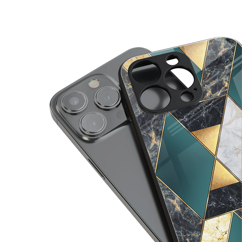 cadmium gold marble back phone cover | glass case for iphone 16 pro