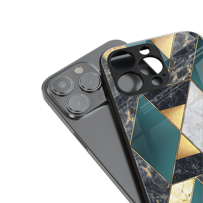cadmium gold marble back phone cover | glass case for iphone 16 pro max