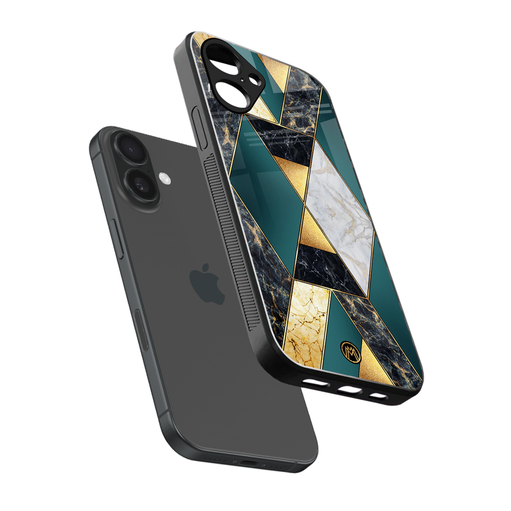 cadmium gold marble back phone cover | glass case for iphone 16